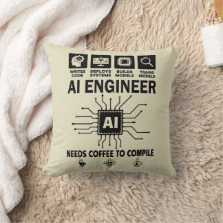 Funny AI Engineer Coding Programmer Developer Tech Kissen
