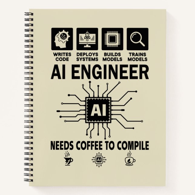 Funny AI Engineer Coding Programmer Developer Tech Notizbuch (Vorderseite)