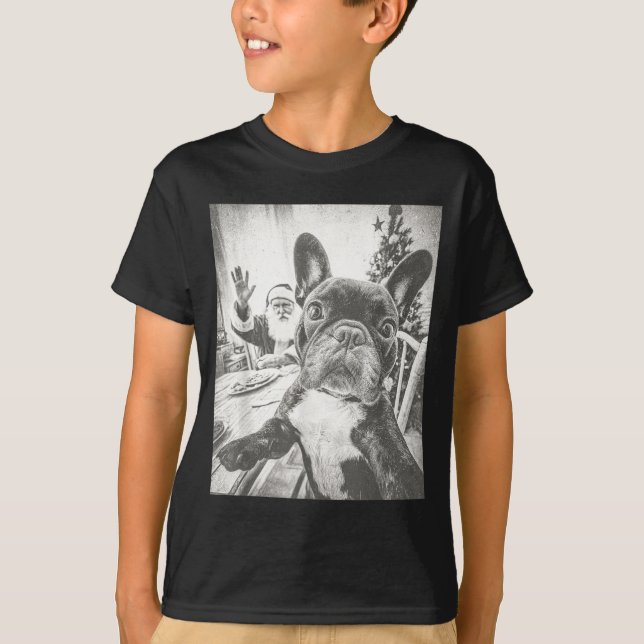 Funny Ai French Bulldog Selfie With Santa Claus Ch T-Shirt (Vorderseite)
