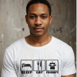 Funny AI Prompting T - Shirt | Schwarz-weiß Robot<br><div class="desc">Für den Prompten-Ingenieur, der das Codesleben lebt - dieser lustige T - Shirt mit AI-Motiven zeigt fett weiße Grafiken von "Sleep, Eat, Prompt" im Retro-Stil. Egal ob Sie Trainingsmodelle oder einfach nur im Dev-Modus spielen, dieses schwarze Tee eignet sich perfekt für Programmierer, Chatbot-Fans und KI-Nerd. Ein großartiges Geschenk für Technikfreunde,...</div>