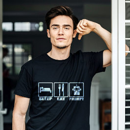 Funny AI Prompting T - Shirt | Schwarz-weiß Robot