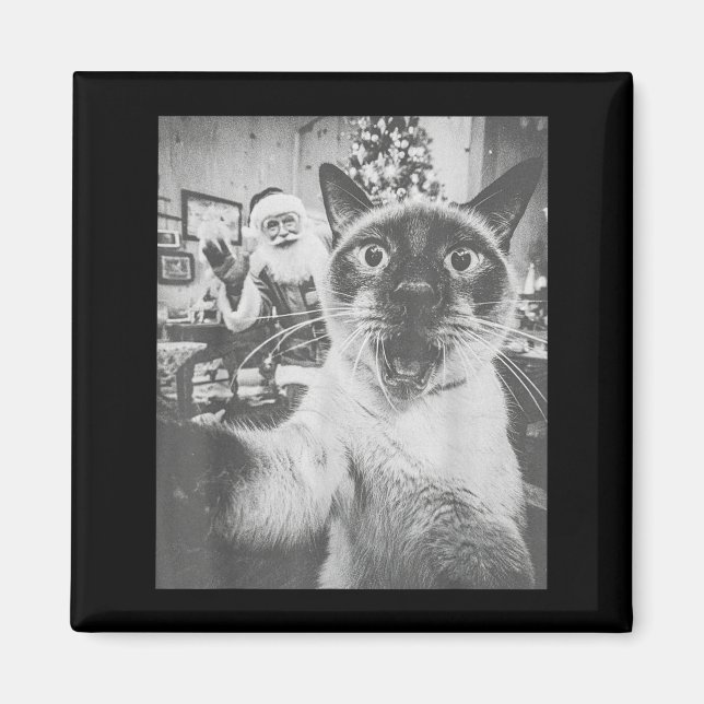 Funny Ai Siamese Cat Selfie With Santa Claus Chris Magnet (Vorne)
