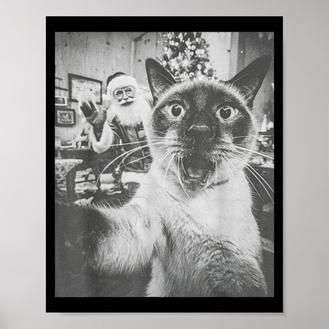 Funny Ai Siamese Cat Selfie With Santa Claus Chris Poster (Vorne)