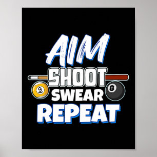 Funny Aim Pool Player Geschenk Billiard Poster