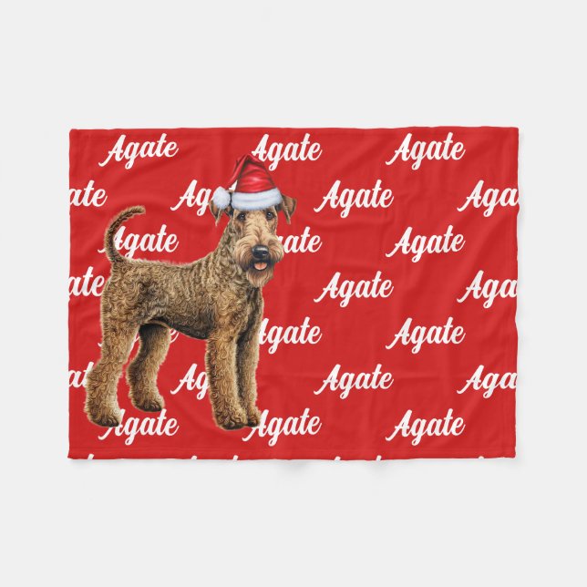 Funny Airedale Terrier Name Gemustert Weihnachten Fleecedecke (Vorderseite (Horizontal))