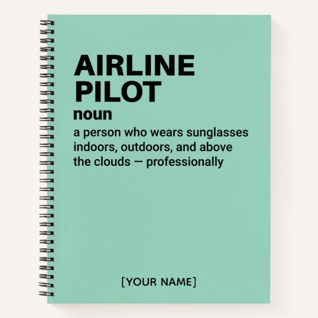 Funny Airline Pilot Definition Geschenk Notizbuch (Vorderseite)