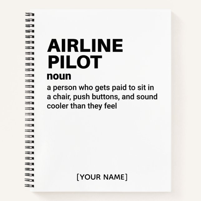 Funny Airline Pilot - Definition Notizbuch (Vorderseite)