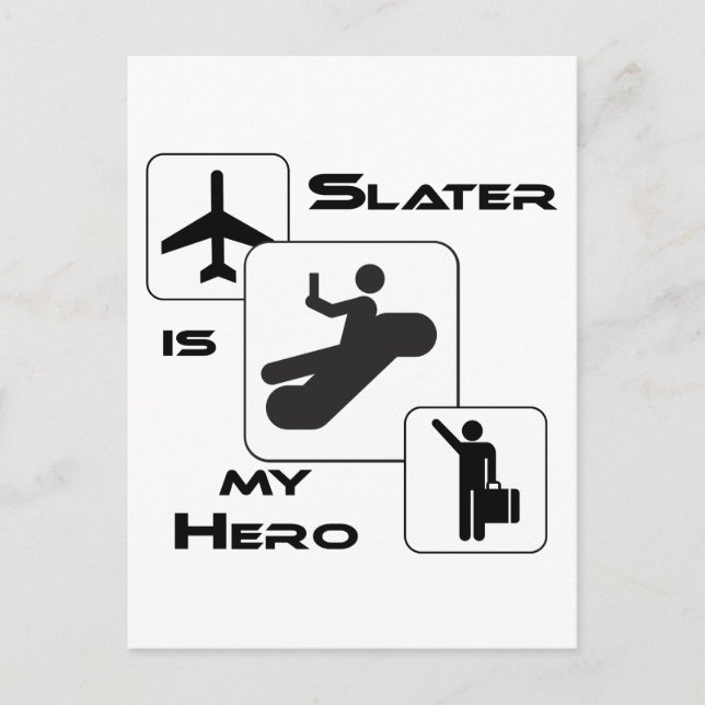 Funny Airline T - Shirt Slater ist mein Held Postkarte (Vorderseite)