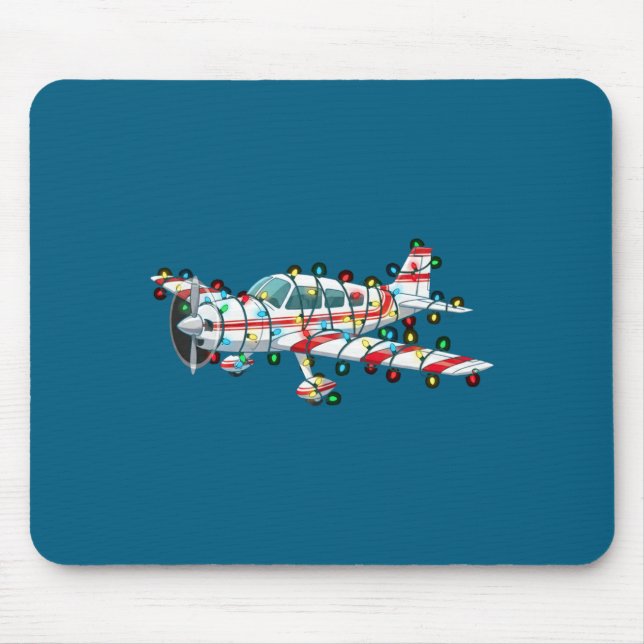 Funny Airplane Christmas Graphics Lights Lover Lon Mousepad (Vorne)