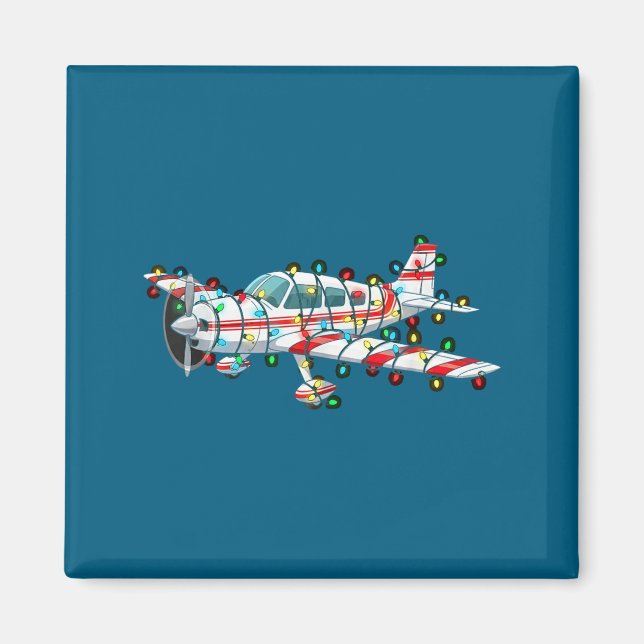 Funny Airplane Christmas Graphics Lights Lover  Magnet (Vorne)