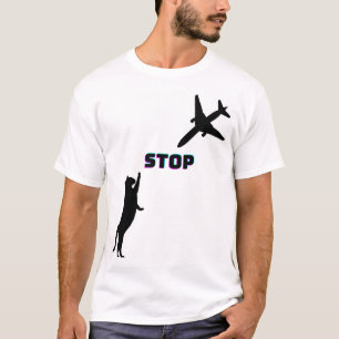 Funny Airplane Pilot Cat Husband Ehefrau T-Shirt