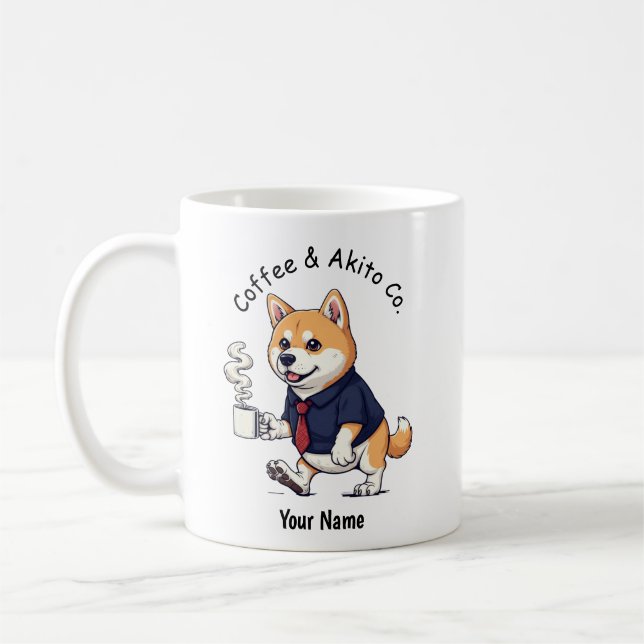 Funny  Akita dog Business Suit Coffee  Kaffeetasse (Links)