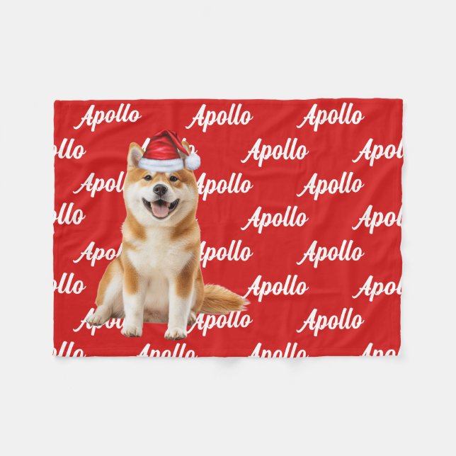 Funny Akita Dog Name Patterned Christmas Fleecedecke (Vorderseite (Horizontal))