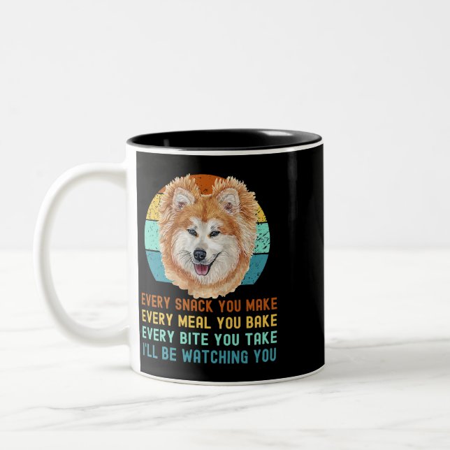 Funny Akita Inu oder Kuma Inu Hund jeden Snack Sie Zweifarbige Tasse (Links)