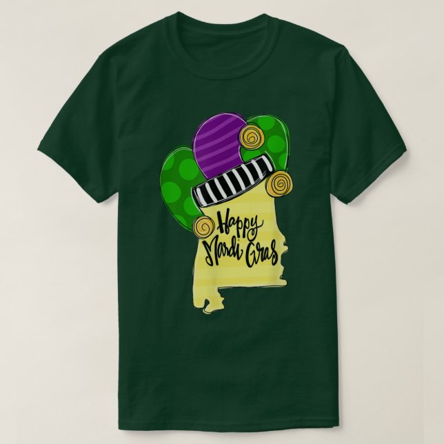 Funny Alabama Happy Mardi Gras Carnival Holiday T-Shirt (Design vorne)