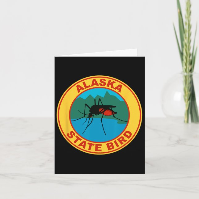 Funny Alaska Staat Bird Mosquito Karte (Vorderseite)