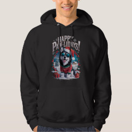 Funny Alaskan Klee Kai Dog Happy Pawlidays Xmas Hoodie
