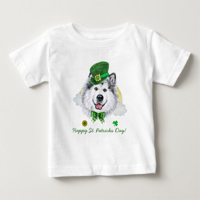 Funny Alaskan Malamute Gold St Patricks Day Baby T-shirt (Vorderseite)