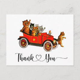 Funny Albern Cats Retro Car Vielen Dank Script Her Postkarte