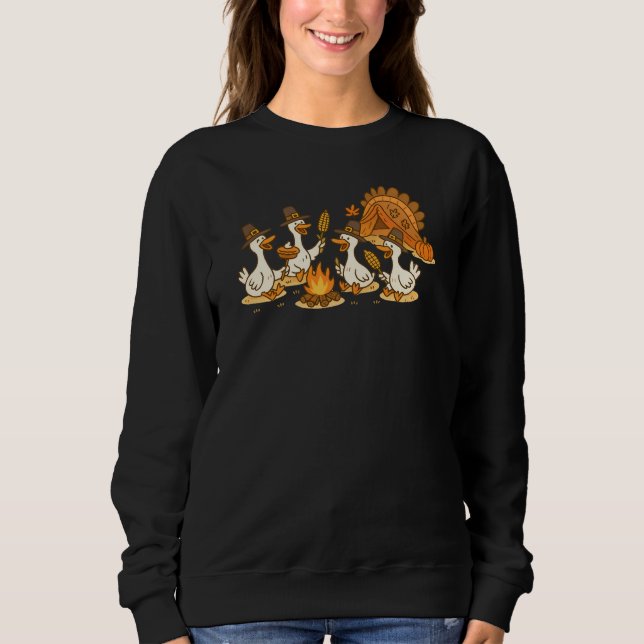 Funny Albern Goose Camping Erntedank Sweatshirt (Vorderseite)