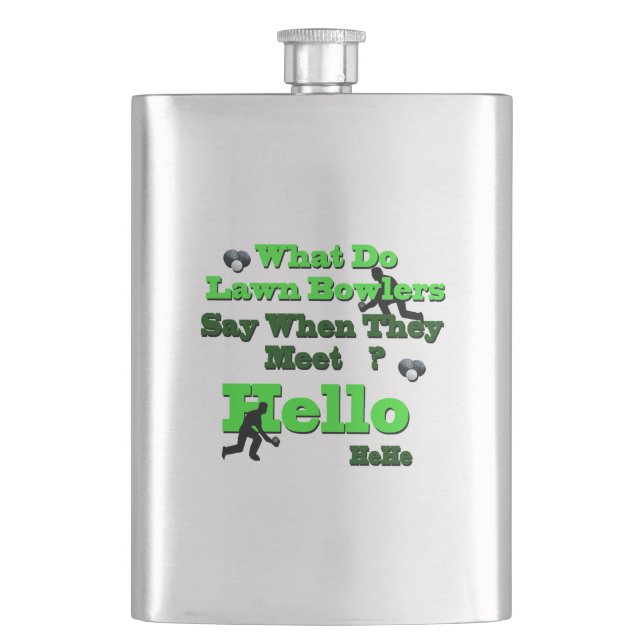Funny Albern Lawn Bowls Gruß, Hip Flask Flachmann (Vorderseite)