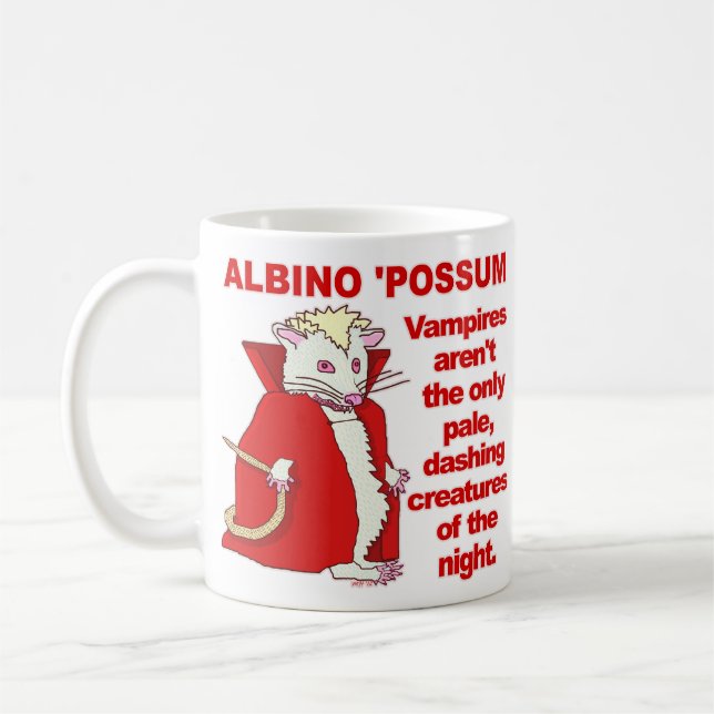 Funny Albino Possum Vampire Animal Tasse (Links)