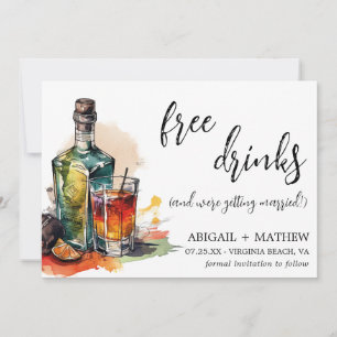 Funny Alcohol Drink Cocktail Trendy Foto Wedding Save The Date