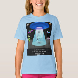 Funny Alien Abduction Phone Distraction Sci-Fi T-Shirt
