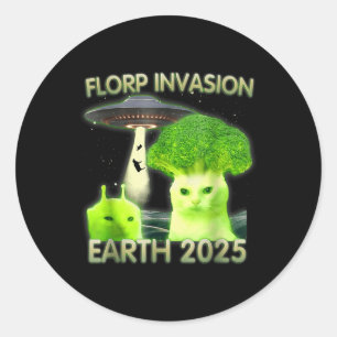 Funny Alien Cat Meme Florp Invasion Earth 2025 Wom Runder Aufkleber