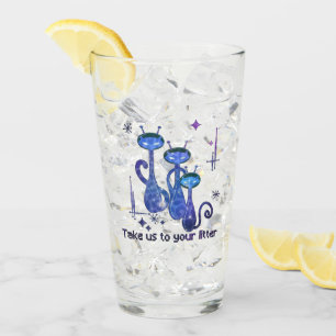 Funny Alien Cats - "Bring uns zu deinem Müll" Glas