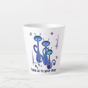 Funny Alien Cats - "Bring uns zu deinem Müll" Milchtasse