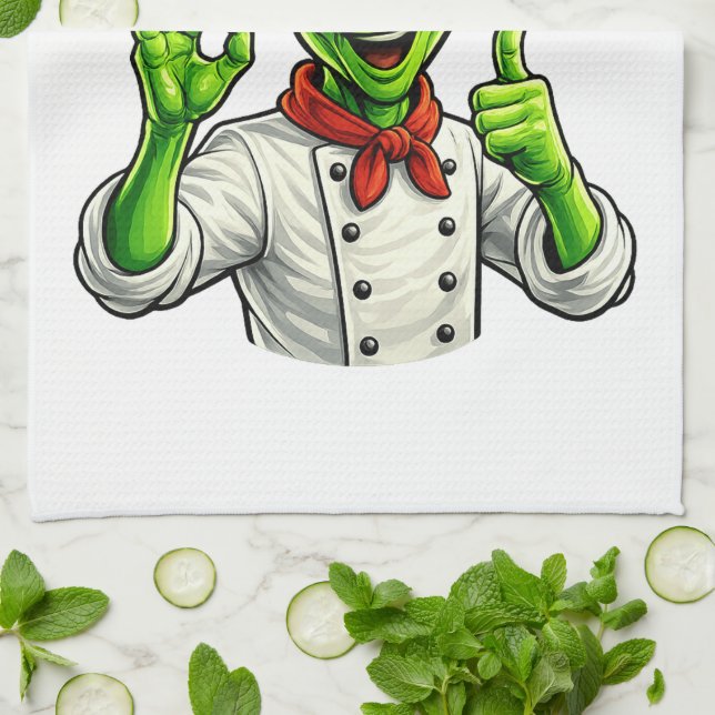 Funny Alien Chef Design Cute Space Cook With Chef Geschirrtuch (Gefaltet)