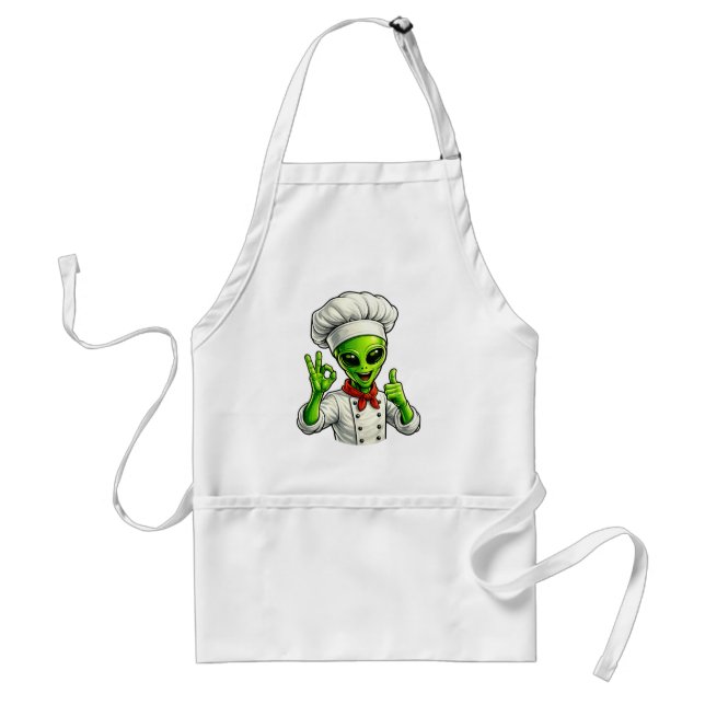 Funny Alien Chef Design Cute Space Cook With Chef Schürze (Vorne)