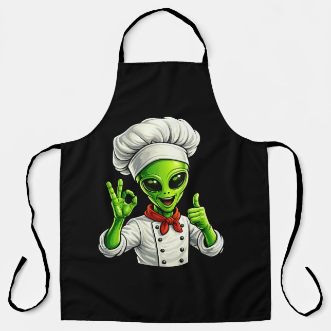 Funny Alien Chef Design Cute Space Cook With Chef Schürze (Vorderseite)