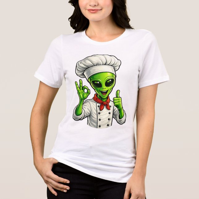 Funny Alien Chef Design Cute Space Cook With Chef Tri-Blend Shirt (Vorderseite)