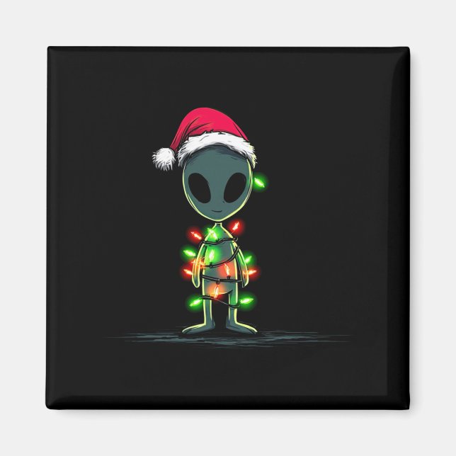 Funny Alien Christmas Graphics Lights Lover Extrat Magnet (Vorne)