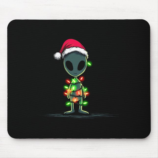 Funny Alien Christmas Graphics Lights Lover Extrat Mousepad (Vorne)