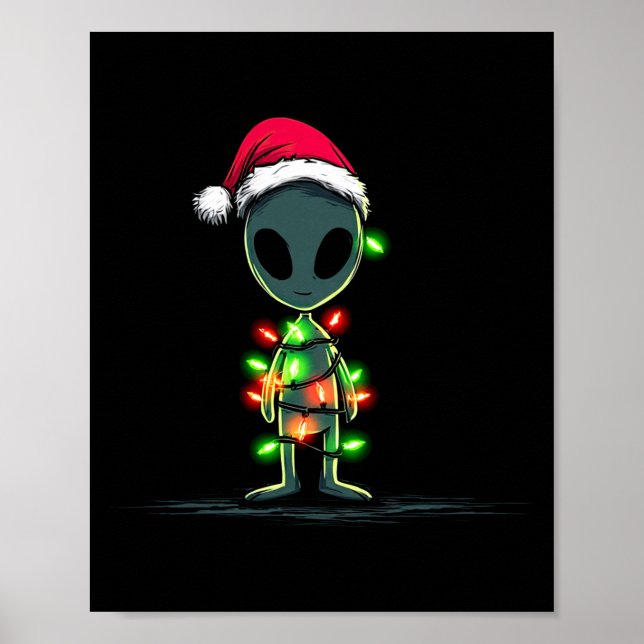 Funny Alien Christmas Graphics Lights Lover Extrat Poster (Vorne)