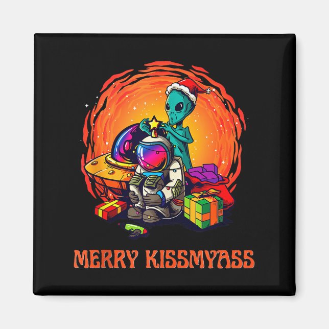 Funny Alien Christmas Shirt _ Merry Kissmy Tank To Magnet (Vorne)