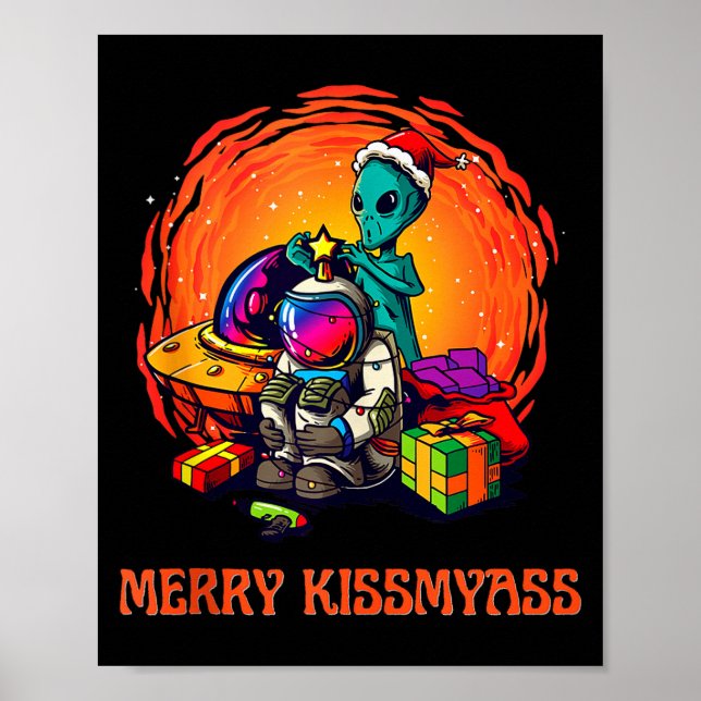 Funny Alien Christmas Shirt _ Merry Kissmy Tank To Poster (Vorne)