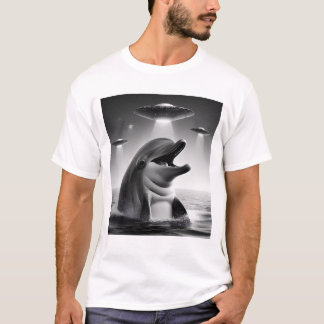 Funny Alien Dolphin UFO Selfie mit UFOs T-Shirt