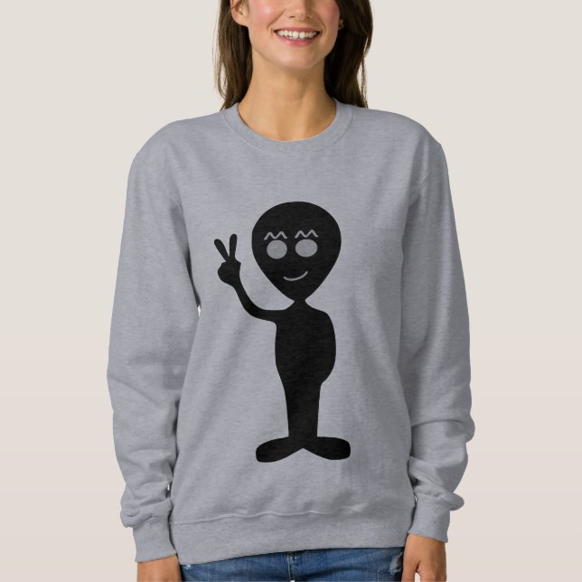 Funny Alien Friedenszeichen T - Shirt (Vorderseite)