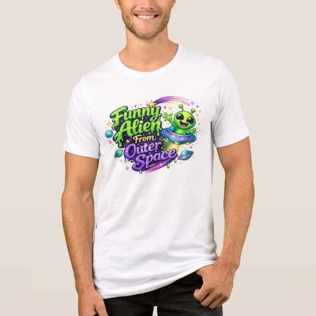 Funny Alien From Outer Space Cute Cartoon Space Tri-Blend Shirt (Vorderseite)