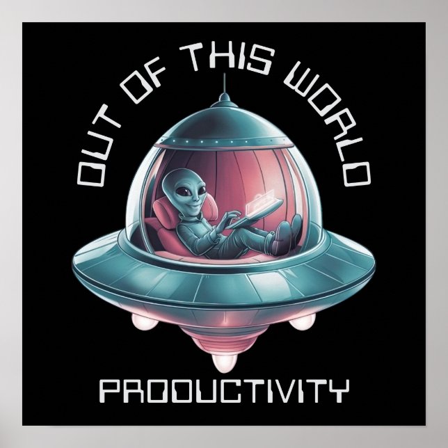 Funny Alien in UFO Poster (Vorne)