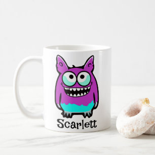 Funny Alien Lila Green Monster Cartoon Kaffeetasse