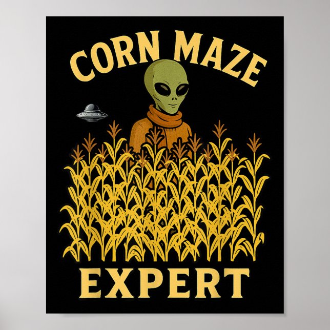 Funny Alien Maze Maze Experte Fall Kids Halloween  Poster (Vorne)