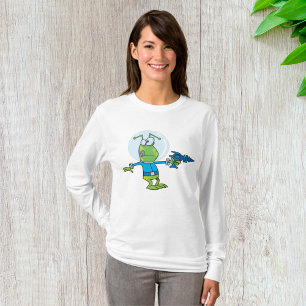 Funny Alien mit Ray Gun Sci-Fi Space Invader T-Shirt