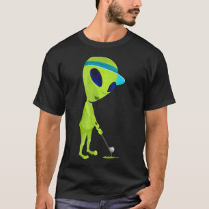 Funny Alien Playing Golf Parody Golfer UFO Golfspi T-Shirt