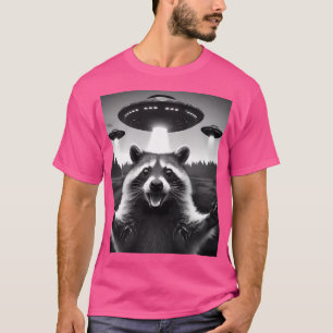 Funny Alien Racoon Ufo Racoon Selfie mit Ufos T-Shirt