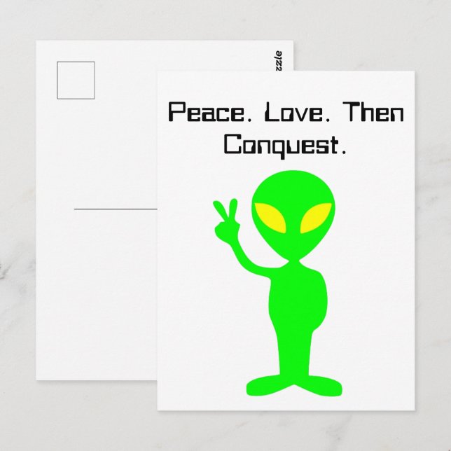 Funny Alien Sci-Fi Cartoon Extraterrestrial Kunst Postkarte (Vorne/Hinten)